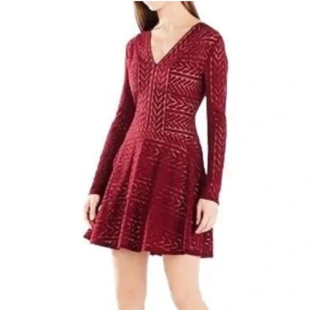 BCBGMaxAzria Deep Red Long Sleeve Dress XS